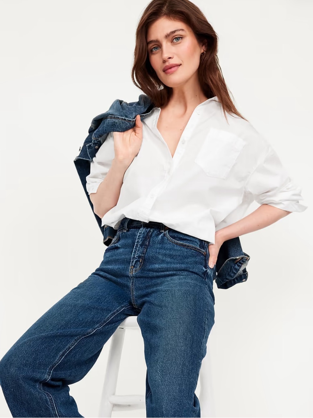 NWT Old Navy ‘The Boyfriend Shirt’ Classic White Button-Up Long Sleeve Shirt